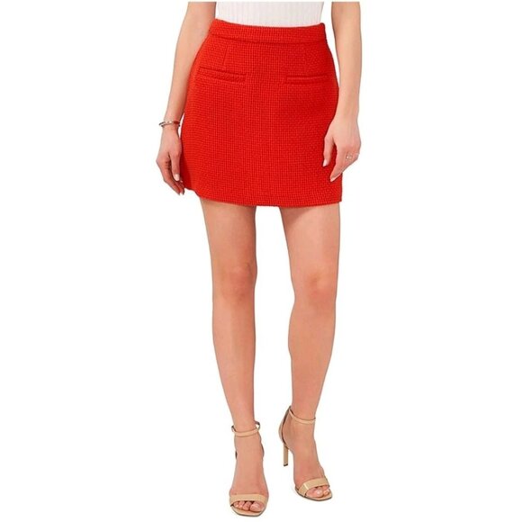 1.State Red Tweed Short Special Occasion Mini Knit Skirt Womens Size 4 - Picture 2 of 15